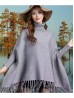 Cashmere Feeling Turtleneck Poncho W/ Comfy Sleeves